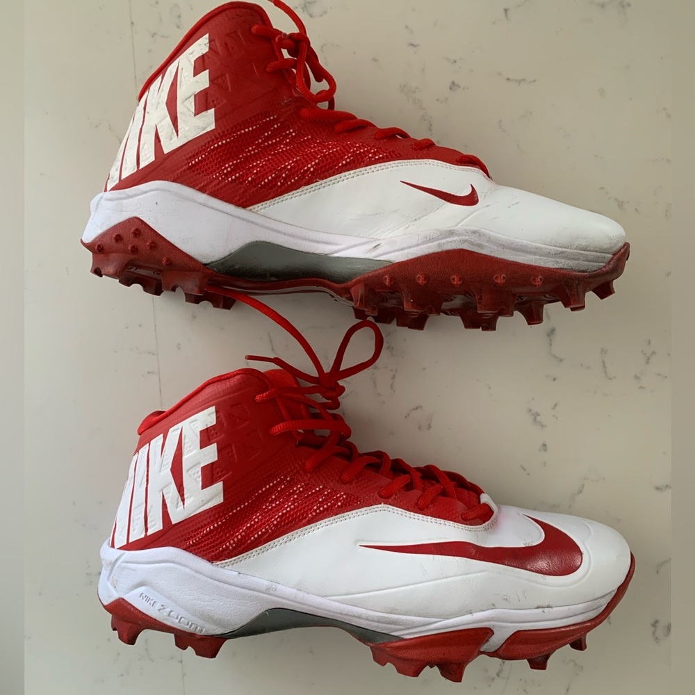 Nike Alpha Pro Mid TD 604619-160 Mens Size 14 Red and White